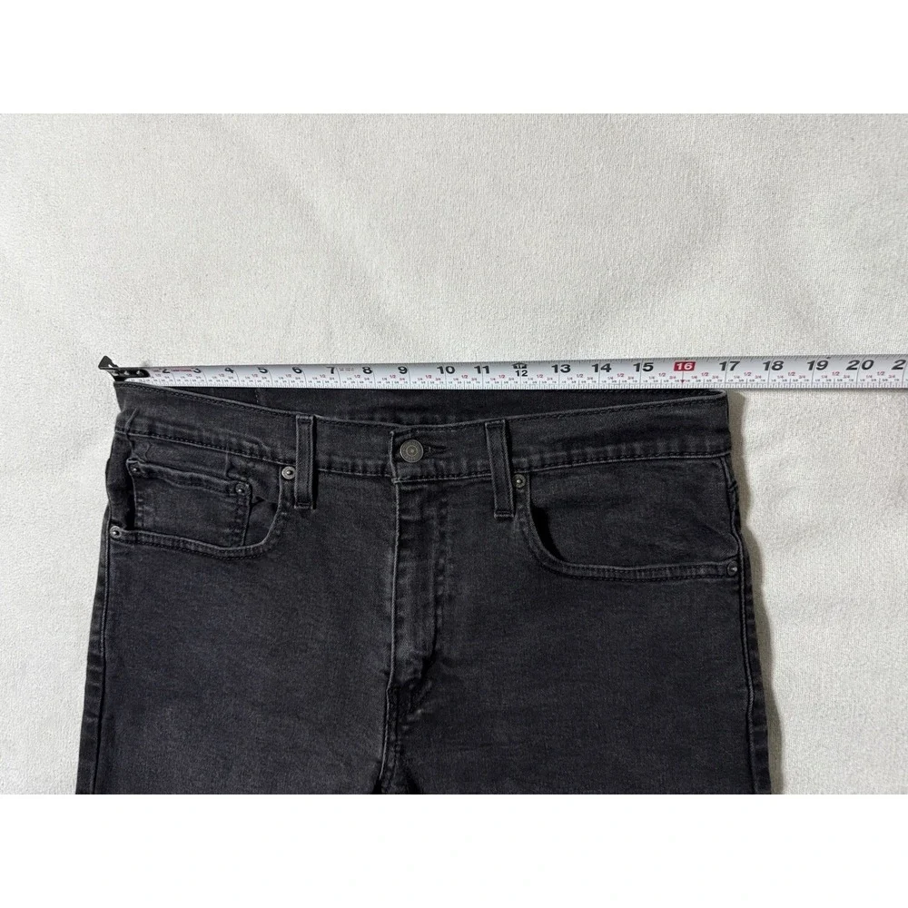 Levis 502 Jeans Mens 34x30 Black Regular Tapered Mid Rise Dark‎ Wash Denim
